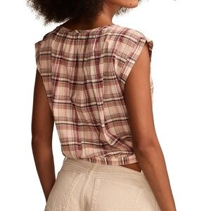 Lucky Brand Plaid Sleeveless Top in Red and Cream